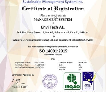 Successfully Qualifies & Received Certificate of ISO 14001:2015